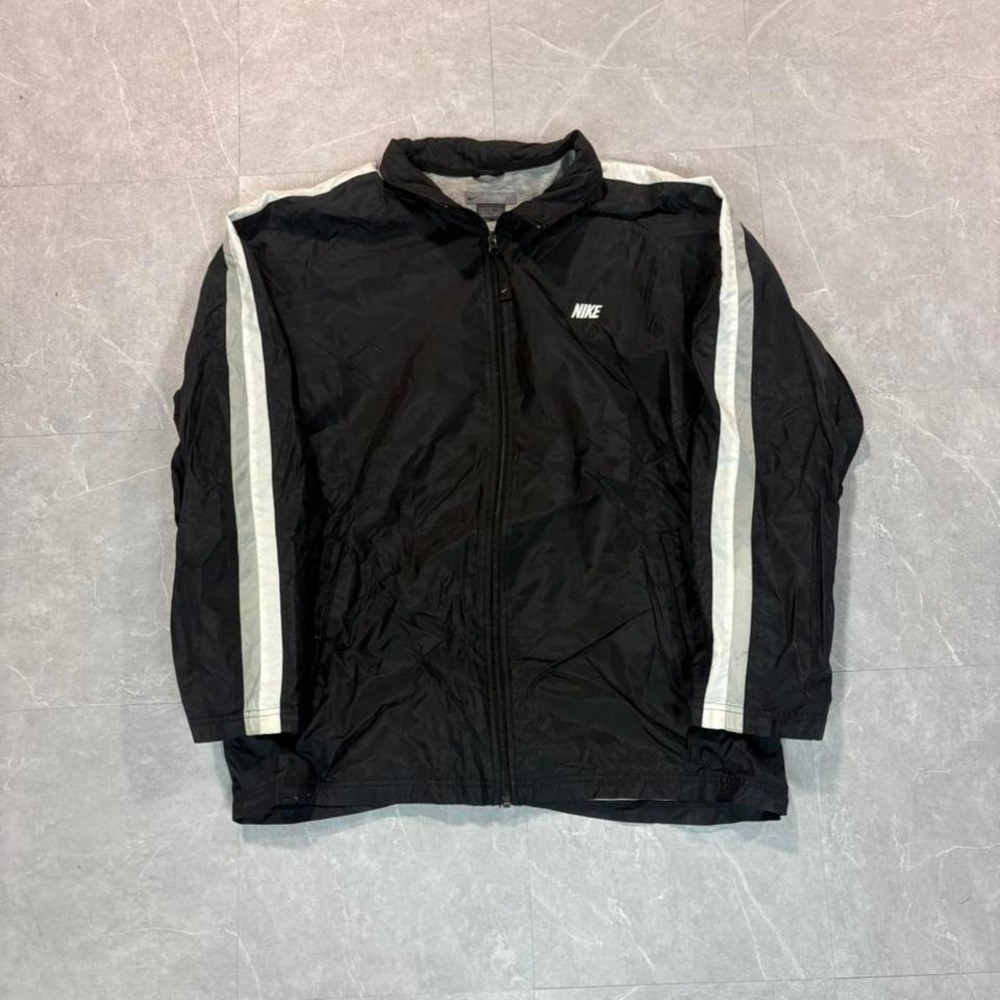 Y2K Nike black windbreaker jacket with white stripes Size‎ L #windbreaker